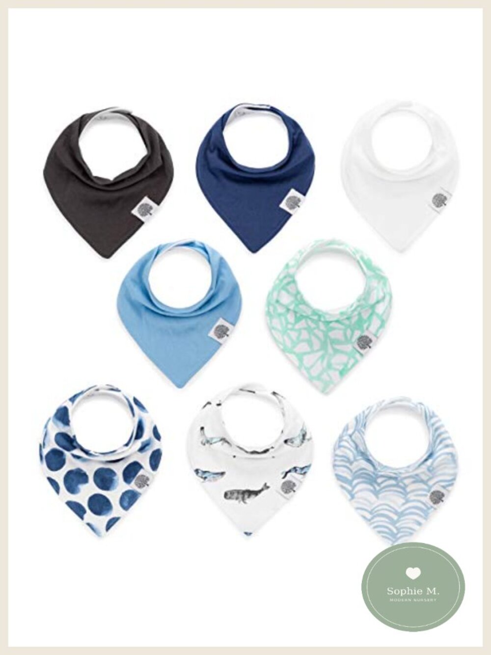 Soft Cotton Bandana Drool Bibs 8pk Adjustable Snaps 3-36 Months